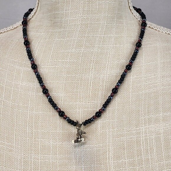 Bad Ass Kona Coffee Donkey Charm Beaded Necklace Park City Utah Snowboarder - Picture 2 of 6